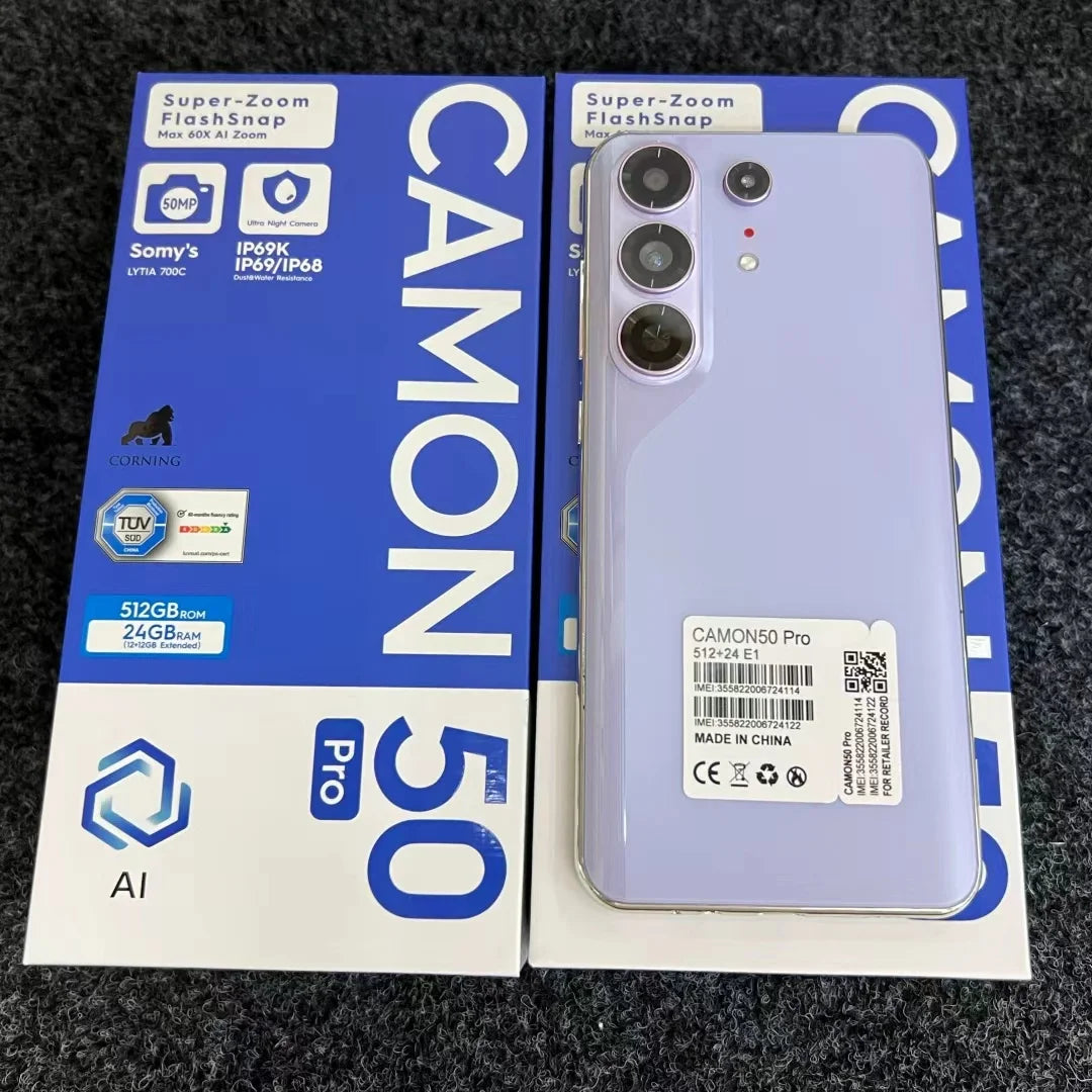 Tecno Camon 50 Pro 16GB RAM 1TB Storage Foldable Smartphone Processor 108MP Camera 144Hz Display CDMA/LTE Support