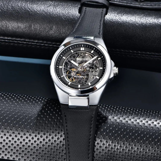 BENYAR 2024 New 40Mm Hollow Out Luminous Watch Casual Men's Automatic Mechanical Watch BY-5207