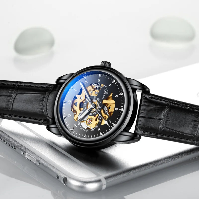 WLISTH 1007 Men Hollow Out Automatic Mechanical Watch High Quality Stainless Steel