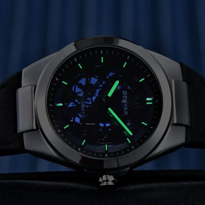 BENYAR 2024 New 40Mm Hollow Out Luminous Watch Casual Men's Automatic Mechanical Watch BY-5207