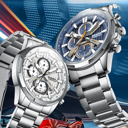 Mark Fairwhale Waterproof Quartz Watch Stainless Steel Chronograph FW-5032