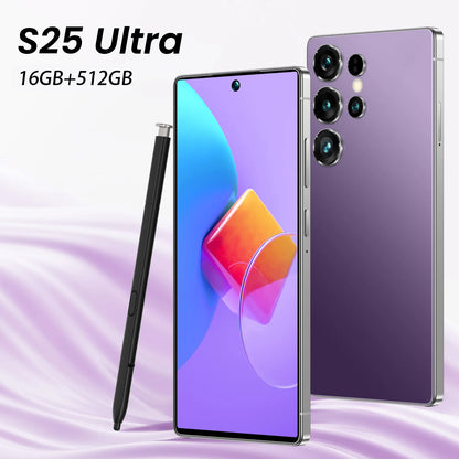 S25 Ultra 7.3" HD Screen Cell Phone 16GB+512GB Long Battery Life 108MP Camera