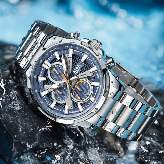 Mark Fairwhale Waterproof Quartz Watch Stainless Steel Chronograph FW-5032
