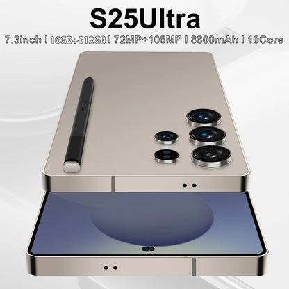 S25 Ultra 7.3" HD Screen Cell Phone 16GB+512GB Long Battery Life 108MP Camera