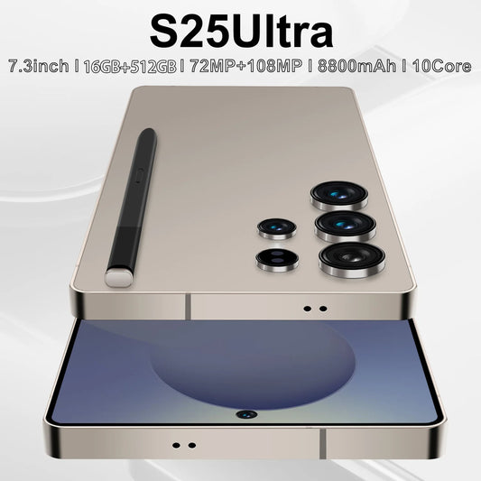 S25 Ultra 7.3" HD Screen Cell Phone 16GB+512GB Long Battery Life 108MP Camera