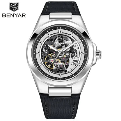 BENYAR 2024 New 40Mm Hollow Out Luminous Watch Casual Men's Automatic Mechanical Watch BY-5207