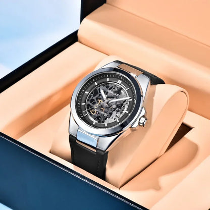 BENYAR 2024 New 40Mm Hollow Out Luminous Watch Casual Men's Automatic Mechanical Watch BY-5207