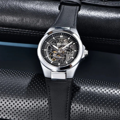 BENYAR 2024 New 40Mm Hollow Out Luminous Watch Casual Men's Automatic Mechanical Watch BY-5207