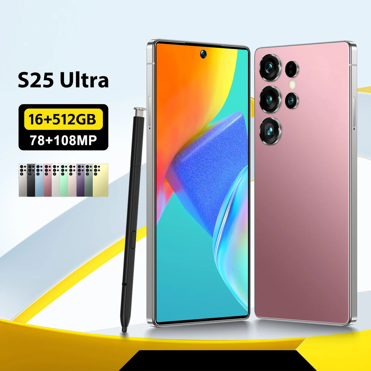 S25 Ultra 7.3" HD Screen Cell Phone 16GB+512GB Long Battery Life 108MP Camera