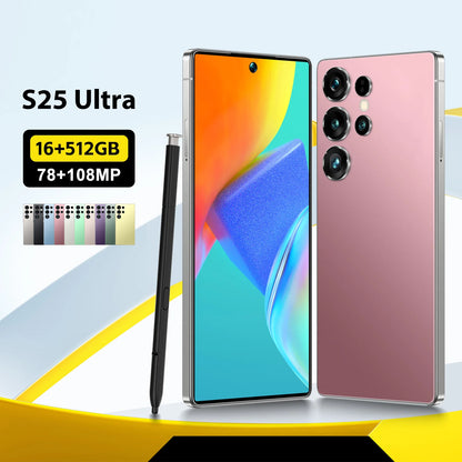 S25 Ultra 7.3" HD Screen Cell Phone 16GB+512GB Long Battery Life 108MP Camera