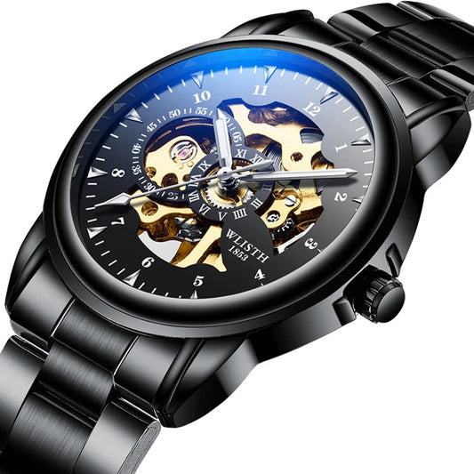 WLISTH 1007 Men Hollow Out Automatic Mechanical Watch High Quality Stainless Steel