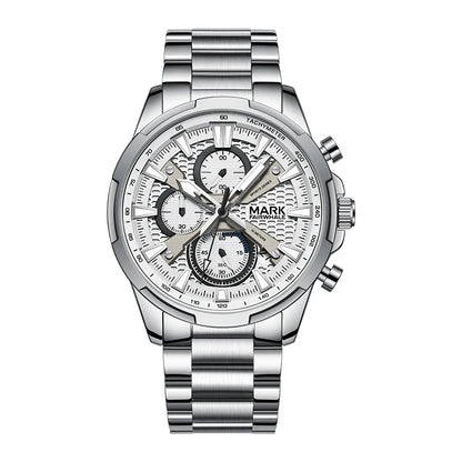 Mark Fairwhale Waterproof Quartz Watch Stainless Steel Chronograph FW-5032