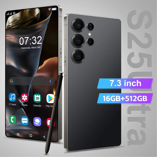 S25 Ultra 7.3" HD Screen Cell Phone 16GB+512GB Long Battery Life 108MP Camera