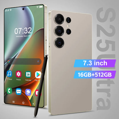 S25 Ultra 7.3" HD Screen Cell Phone 16GB+512GB Long Battery Life 108MP Camera