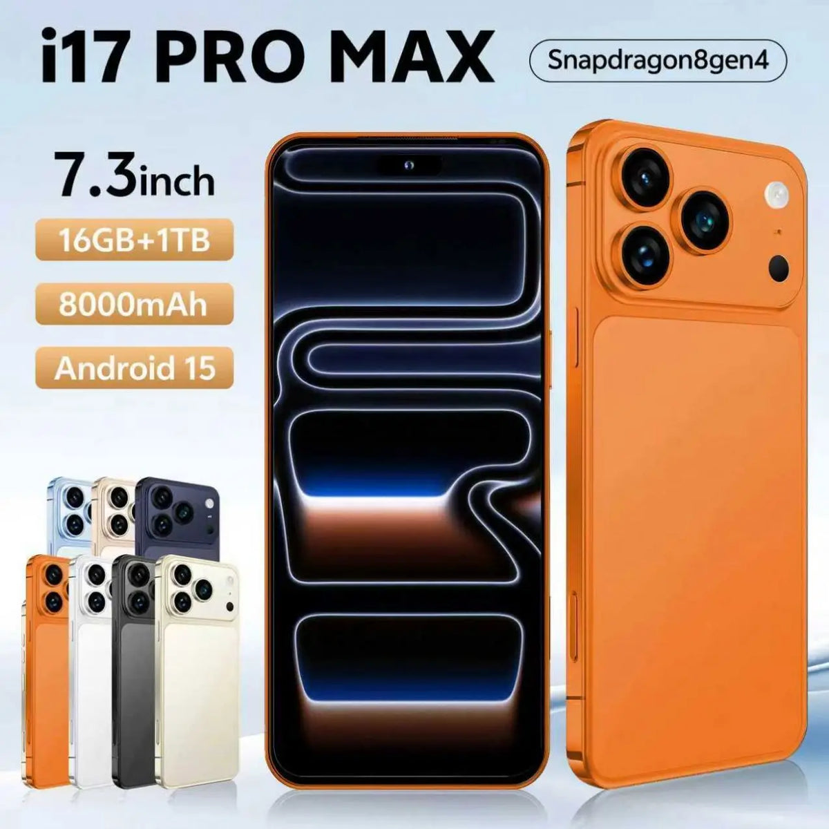 I17 Pro Max 5G Smartphones 4G LTE CDMA Quad Core 16GB 1TB Android 14 7.3" OLED HD+