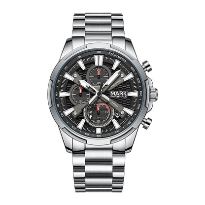 Mark Fairwhale Waterproof Quartz Watch Stainless Steel Chronograph FW-5032