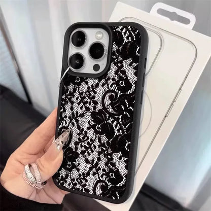 Elegant Black Lace Floral Pattern Phone Case For iPhone 17 Case iPhone 13 16 15 11 12 14 Pro Max X XS XR 17 Air 16E