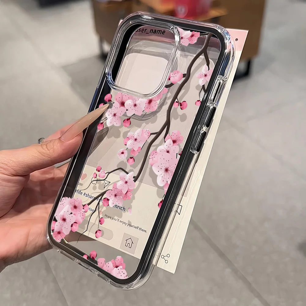 Candy Color Phone Case For iPhone 11 16 17 Pro Max 13 15 14 12 17 Air 17promax Soft TPU Transparent Flower Funda Cover