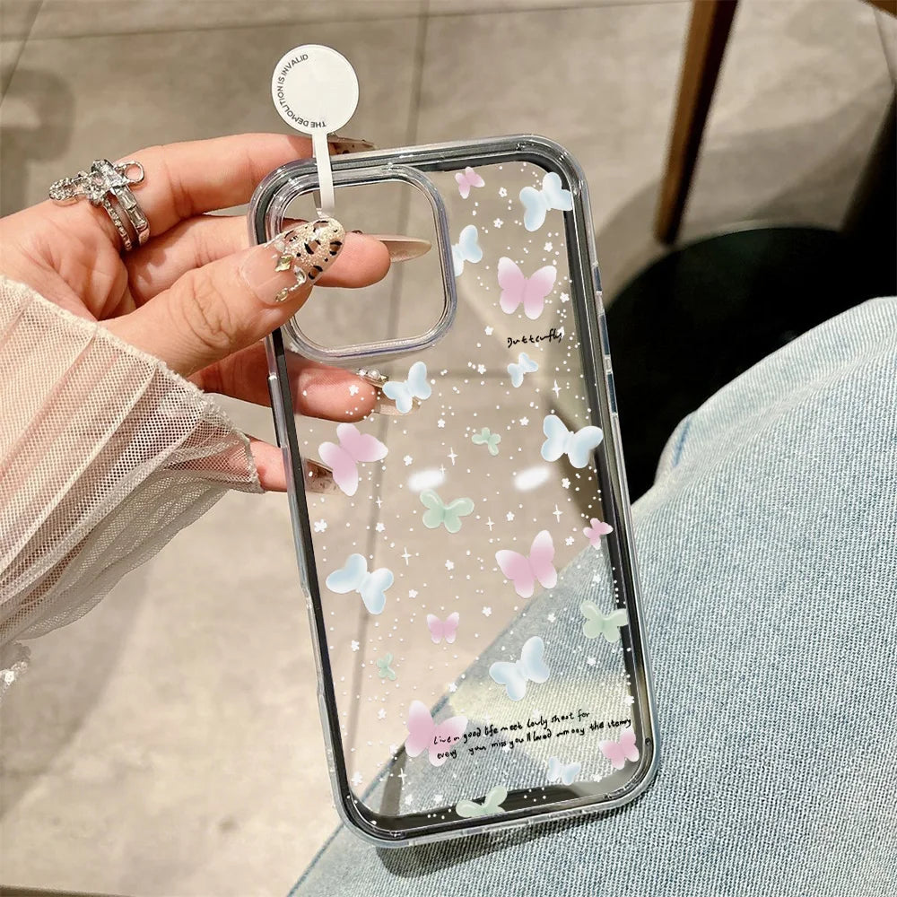 Candy Color Phone Case For iPhone 11 16 17 Pro Max 13 15 14 12 17 Air 17promax Soft TPU Transparent Flower Funda Cover