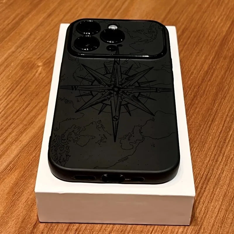 Phone Case For iPhone 11 Cases iPhone 15 16 17 Pro Max 14 13 12 X XS XR Plus Air Creative Compass Pattern