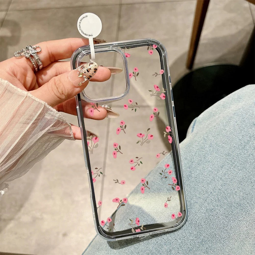 Candy Color Phone Case For iPhone 11 16 17 Pro Max 13 15 14 12 17 Air 17promax Soft TPU Transparent Flower Funda Cover