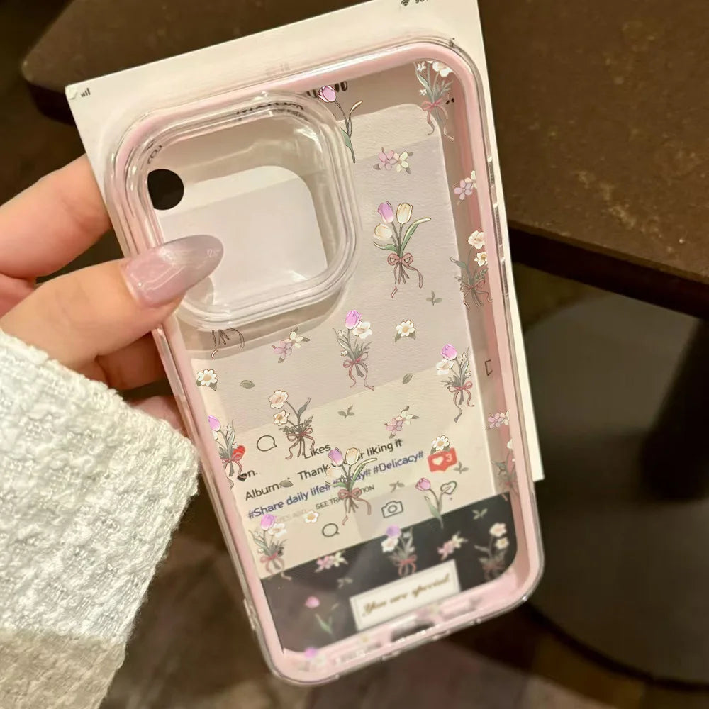 Candy Color Phone Case For iPhone 11 16 17 Pro Max 13 15 14 12 17 Air 17promax Soft TPU Transparent Flower Funda Cover